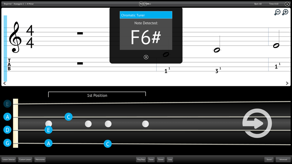 Purely Fiddle Screenshot Chromatic Tuner