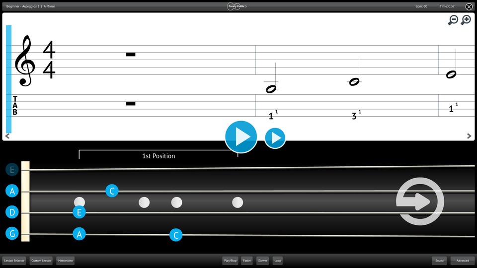 Purely Fiddle Screenshot Lesson Selector