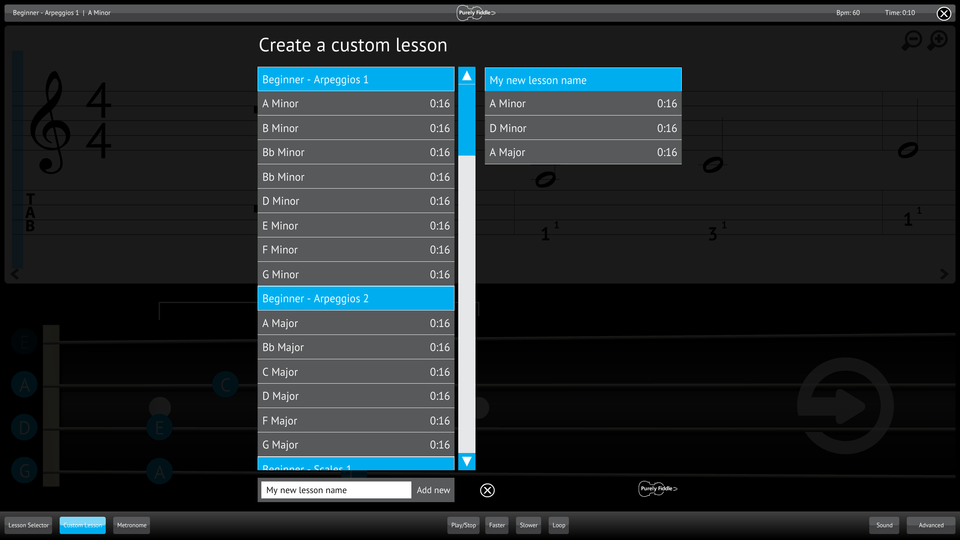 Purely Fiddle Screenshot Custom Lesson